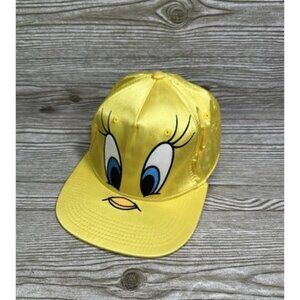 Looney Tunes Tweety Bird Yellow Satin Snapback Hat Cap 90s Costume